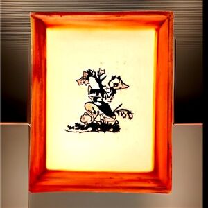 Hummel Reverse Mushroom Painted Glass Art Framed Vintage Germany